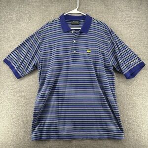 Masters Collection Golf Polo Shirt Men Size Large Blue Striped Short Sleeve